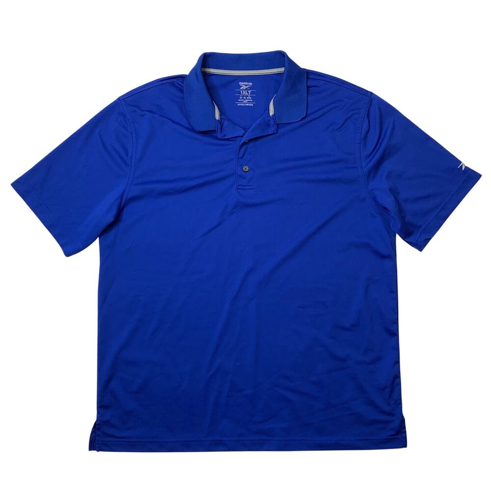 Reebok Golf Shirt Mens 1XLT Tall Blue Speedwick Performance Moisture Wick Polo